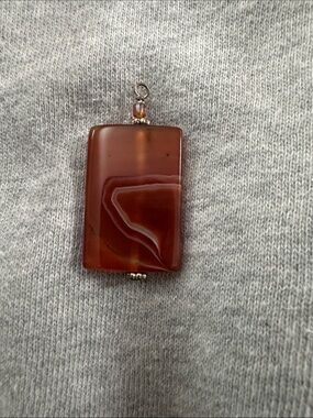 Brown Rectangular Stone Pendant